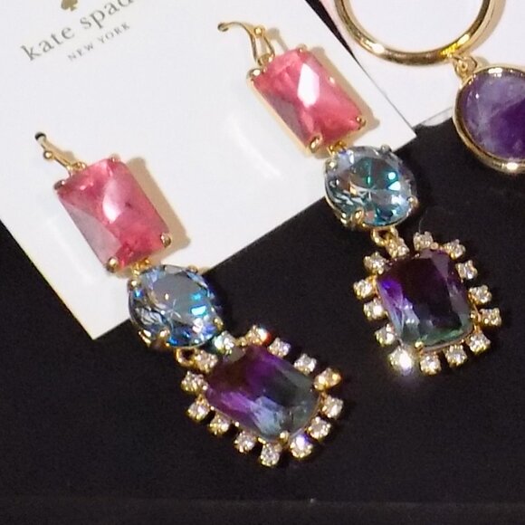 Lot 3 New Kate Spade Pairs Dangle Earrings Bundle  Color Crush, Razzle Dazzle - Picture 3 of 7